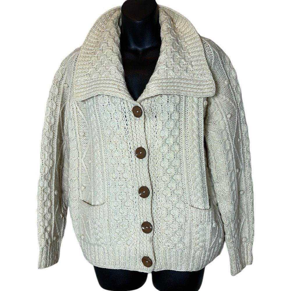 Loch garman fisher knit 100% wool made in Ireland chunky thick‎ knit sweater